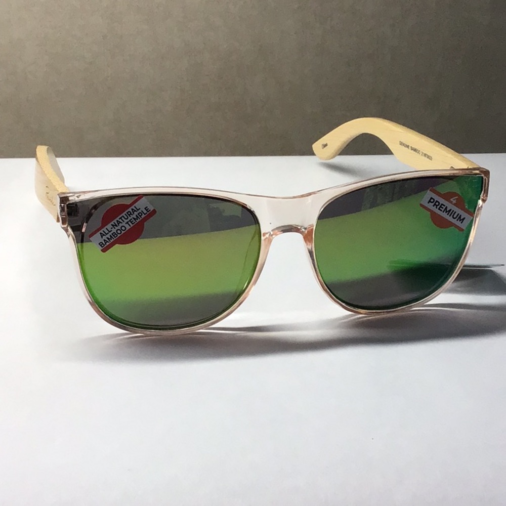 Women’s crystal pink sunglasses with bamboo Temple